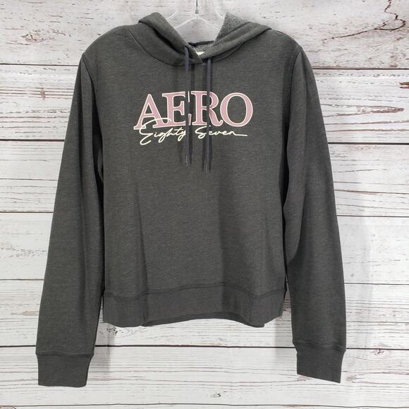 Aeropostale New Eighty Seven Gray Pullover Hoodie Size Medium - Picture 2 of 11